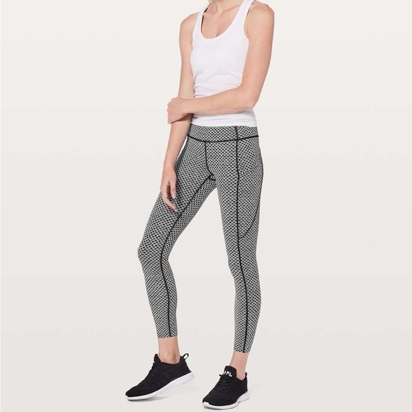 LULULEMON Fast & Free 7/8 Tight II *Nulux 25" in Monochromic Black White • sz 10 - Picture 1 of 9